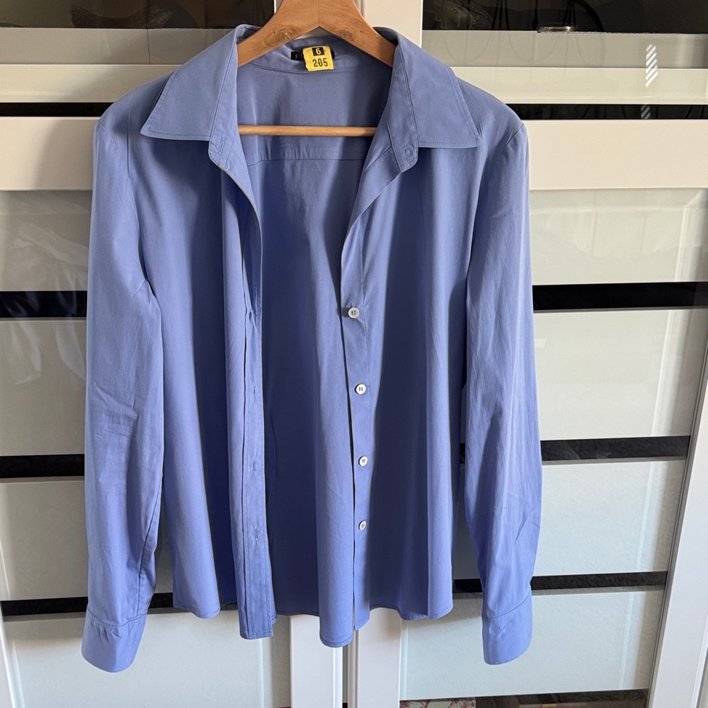 Theory Sky Blue Button-Up Blouse